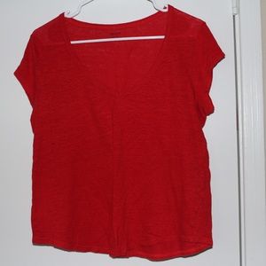 Red v-neck top